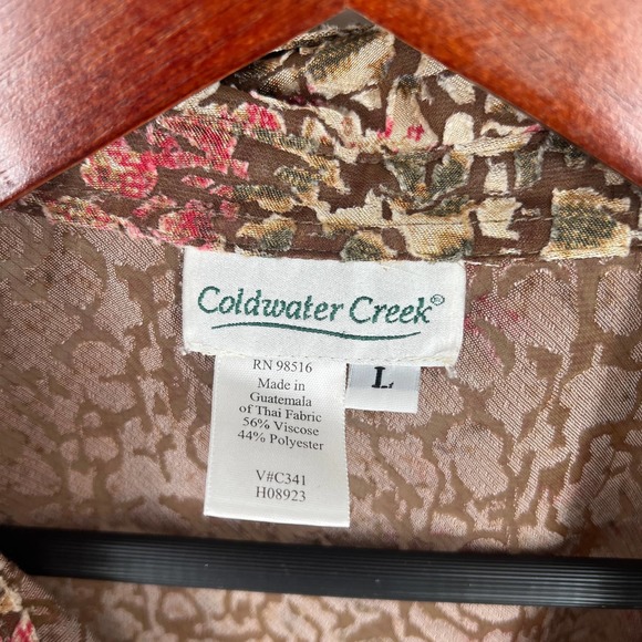 Coldwater Creek Size L Large Button Down Sheer Blouse Shirt Top Fall Winter - Picture 2 of 6